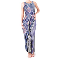 Aloha Vintage Palaka Floral Hawaiian Quilt Tank Maxi Dress Poni Motif LT9 Women Purple - Polynesian Pride