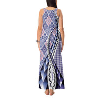 Aloha Vintage Palaka Floral Hawaiian Quilt Tank Maxi Dress Poni Motif LT9 - Polynesian Pride