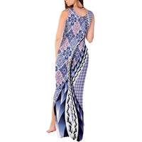 Aloha Vintage Palaka Floral Hawaiian Quilt Tank Maxi Dress Poni Motif LT9 - Polynesian Pride