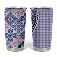 Aloha Vintage Palaka Floral Hawaiian Quilt Tumbler Cup Poni Motif LT9 Purple - Polynesian Pride