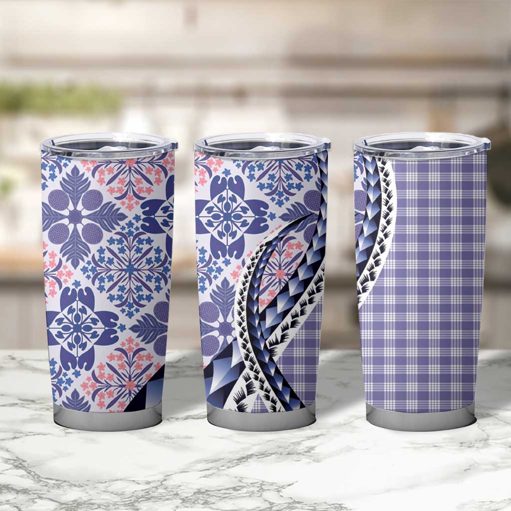 Aloha Vintage Palaka Floral Hawaiian Quilt Tumbler Cup Poni Motif LT9 - Polynesian Pride