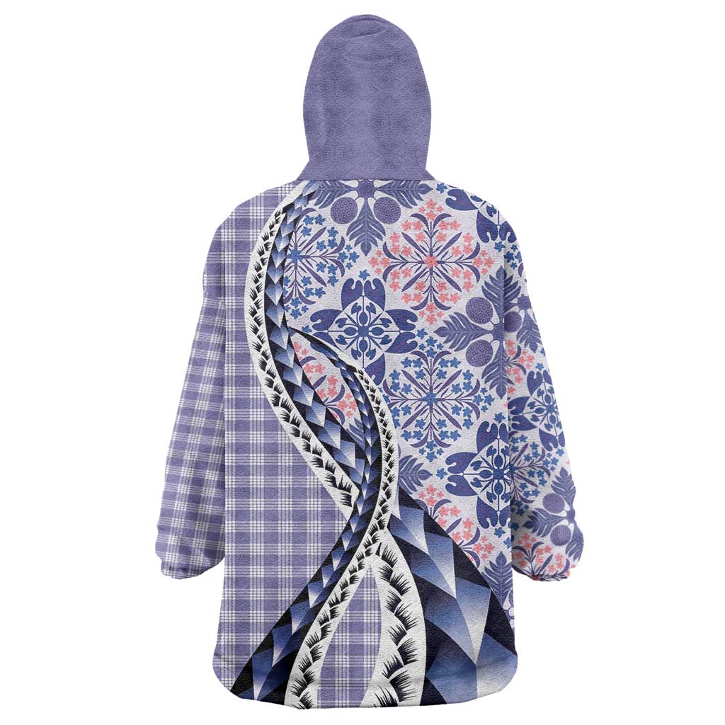 Aloha Vintage Palaka Floral Hawaiian Quilt Wearable Blanket Hoodie Poni Motif LT9 - Polynesian Pride