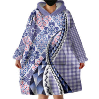 Aloha Vintage Palaka Floral Hawaiian Quilt Wearable Blanket Hoodie Poni Motif LT9 - Polynesian Pride