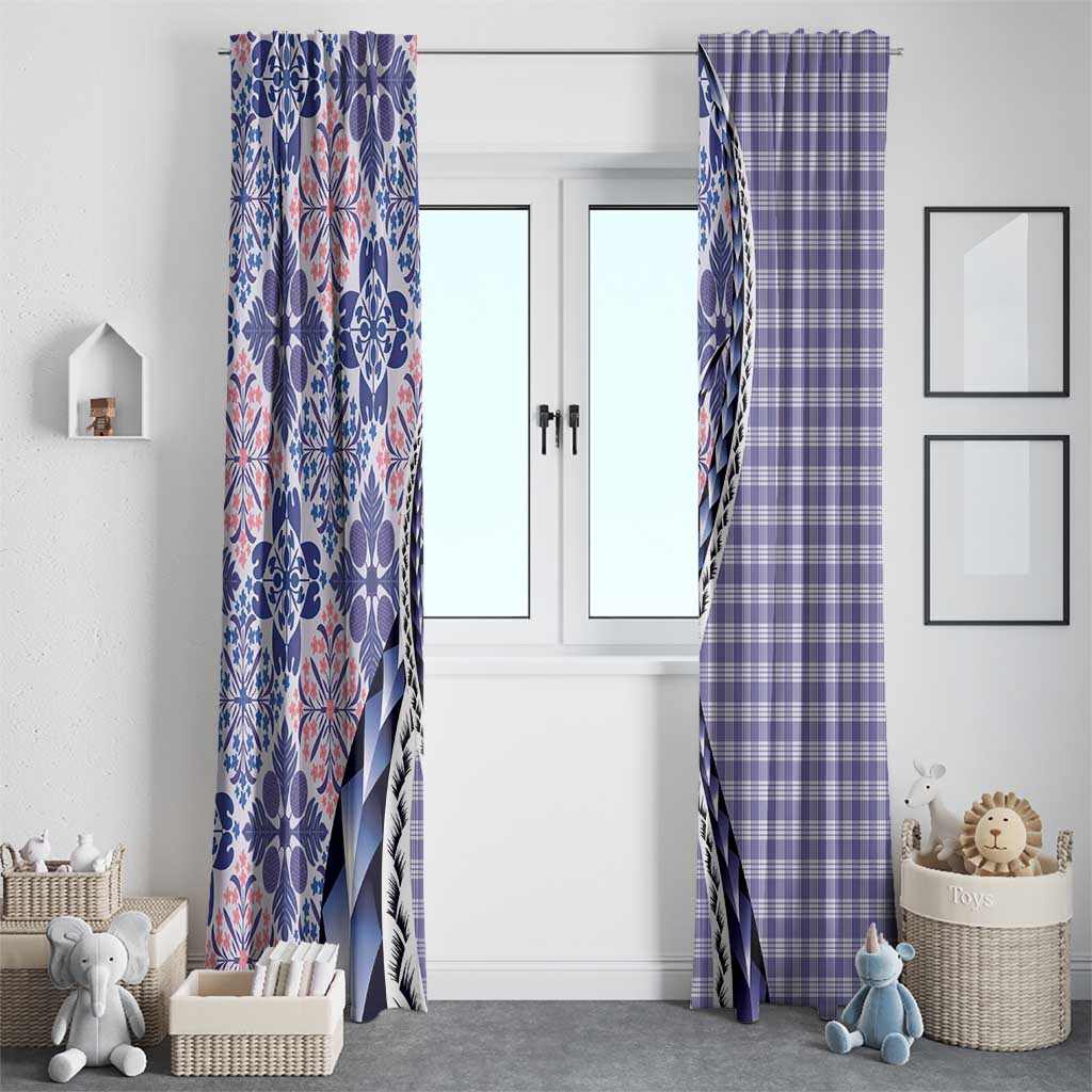 Aloha Vintage Palaka Floral Hawaiian Quilt Window Curtain Poni Motif - Polynesian Pride