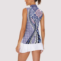 Aloha Vintage Palaka Floral Hawaiian Quilt Women Sleeveless Polo Shirt Poni Motif LT9 - Polynesian Pride