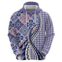 Aloha Vintage Palaka Floral Hawaiian Quilt Zip Hoodie Poni Motif LT9 - Polynesian Pride