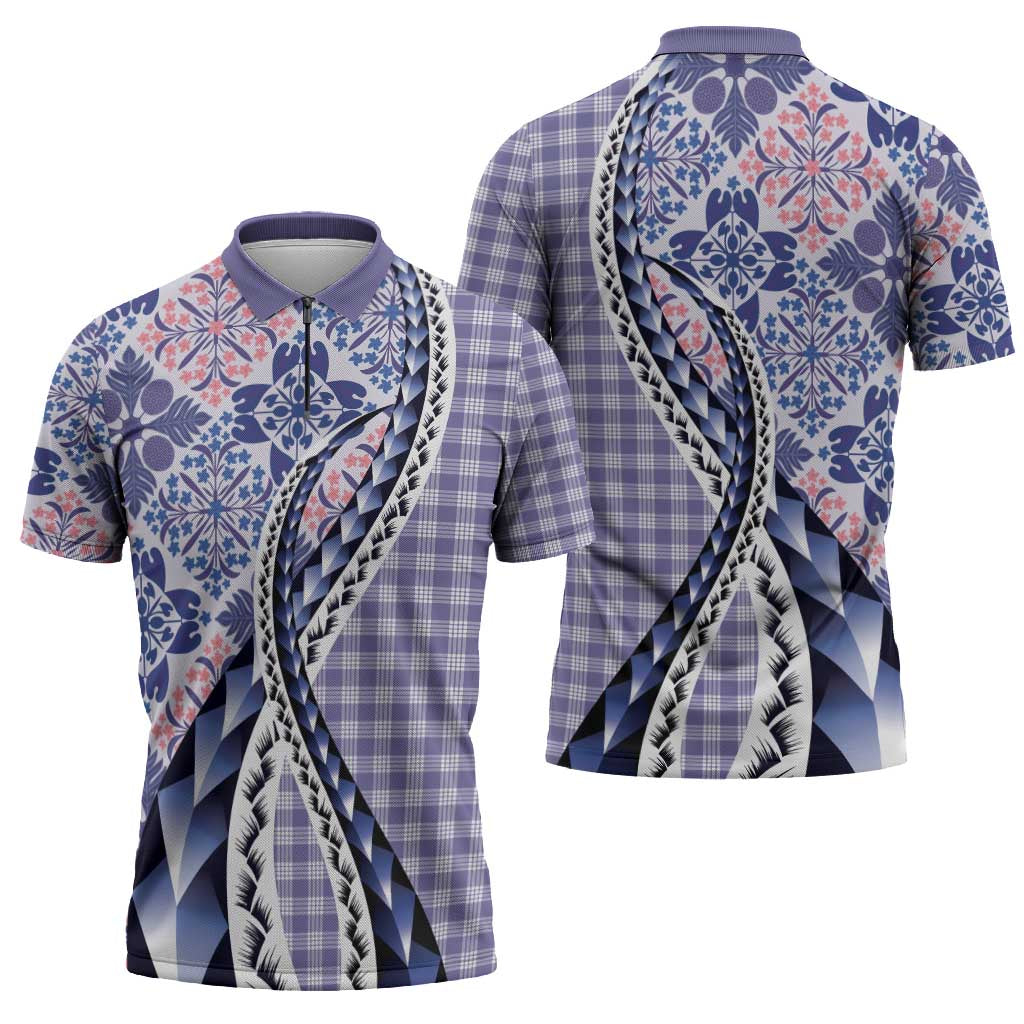 Aloha Vintage Palaka Floral Hawaiian Quilt Zipper Polo Shirt Poni Motif LT9 - Polynesian Pride