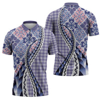 Aloha Vintage Palaka Floral Hawaiian Quilt Zipper Polo Shirt Poni Motif LT9 - Polynesian Pride