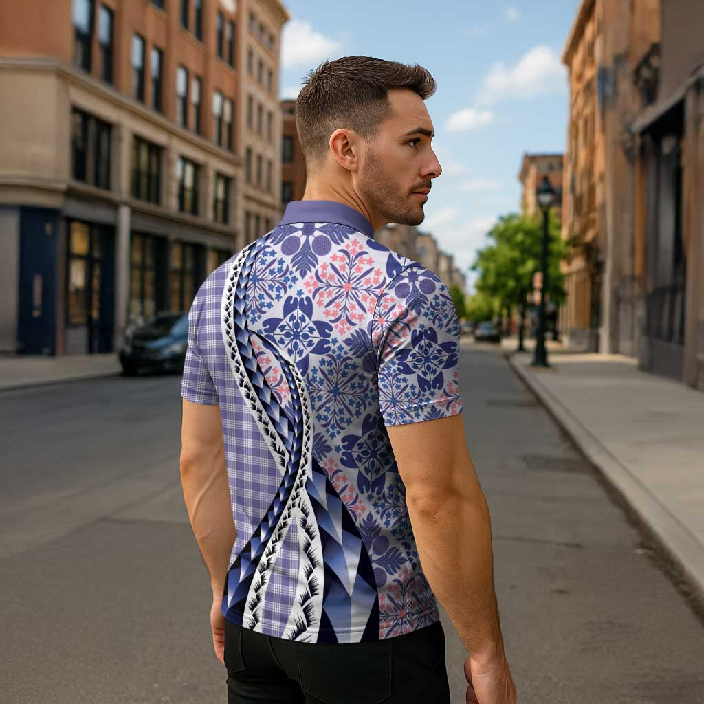 Aloha Vintage Palaka Floral Hawaiian Quilt Zipper Polo Shirt Poni Motif LT9 - Polynesian Pride