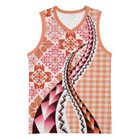 Aloha Vintage Palaka Floral Hawaiian Quilt Basketball Jersey - Ulaula Motif LT9 Unisex Red - Polynesian Pride