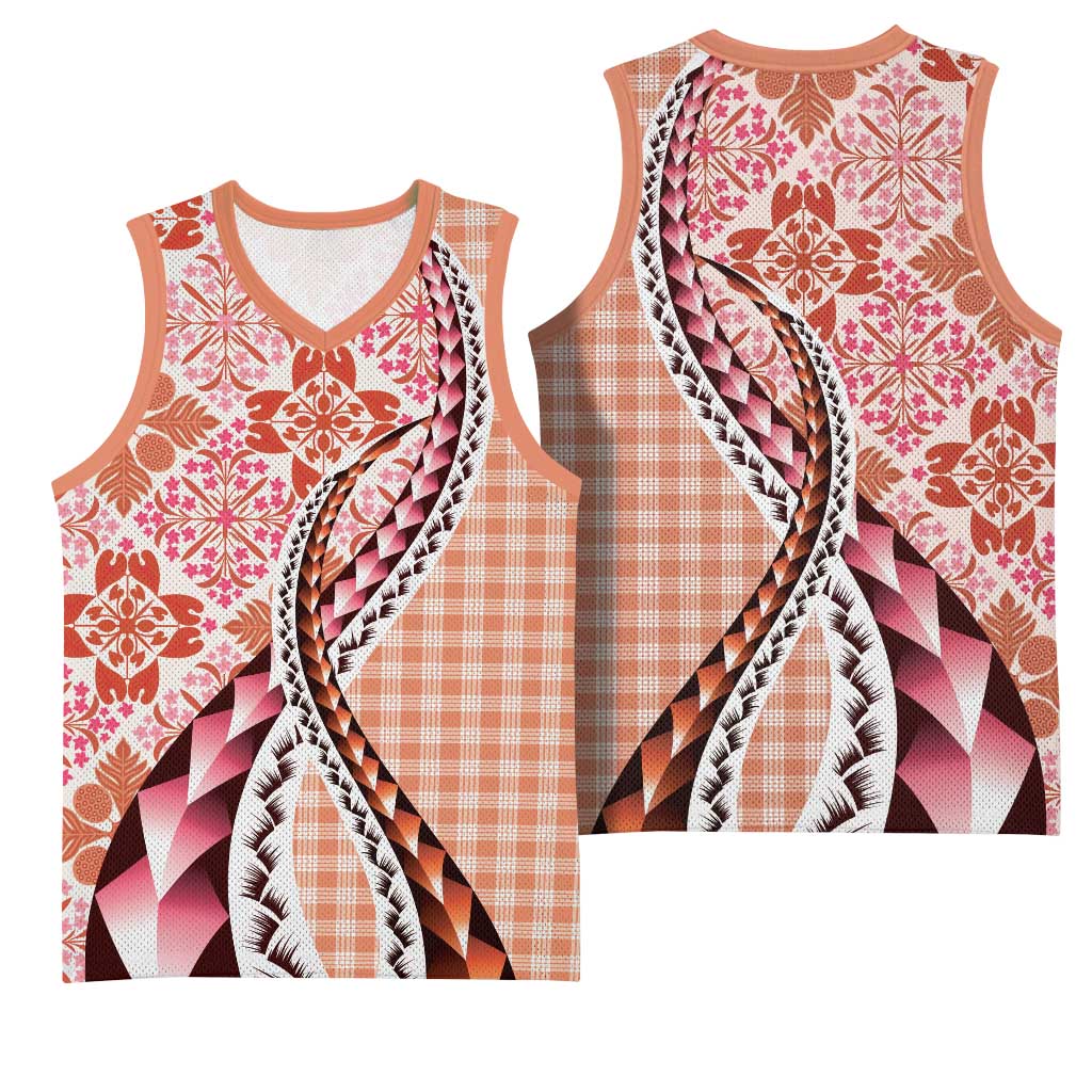 Aloha Vintage Palaka Floral Hawaiian Quilt Basketball Jersey - Ulaula Motif LT9 - Polynesian Pride