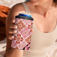 Aloha Vintage Palaka Floral Hawaiian Quilt 4 in 1 Can Cooler Tumbler Ulaula Motif LT9 - Polynesian Pride
