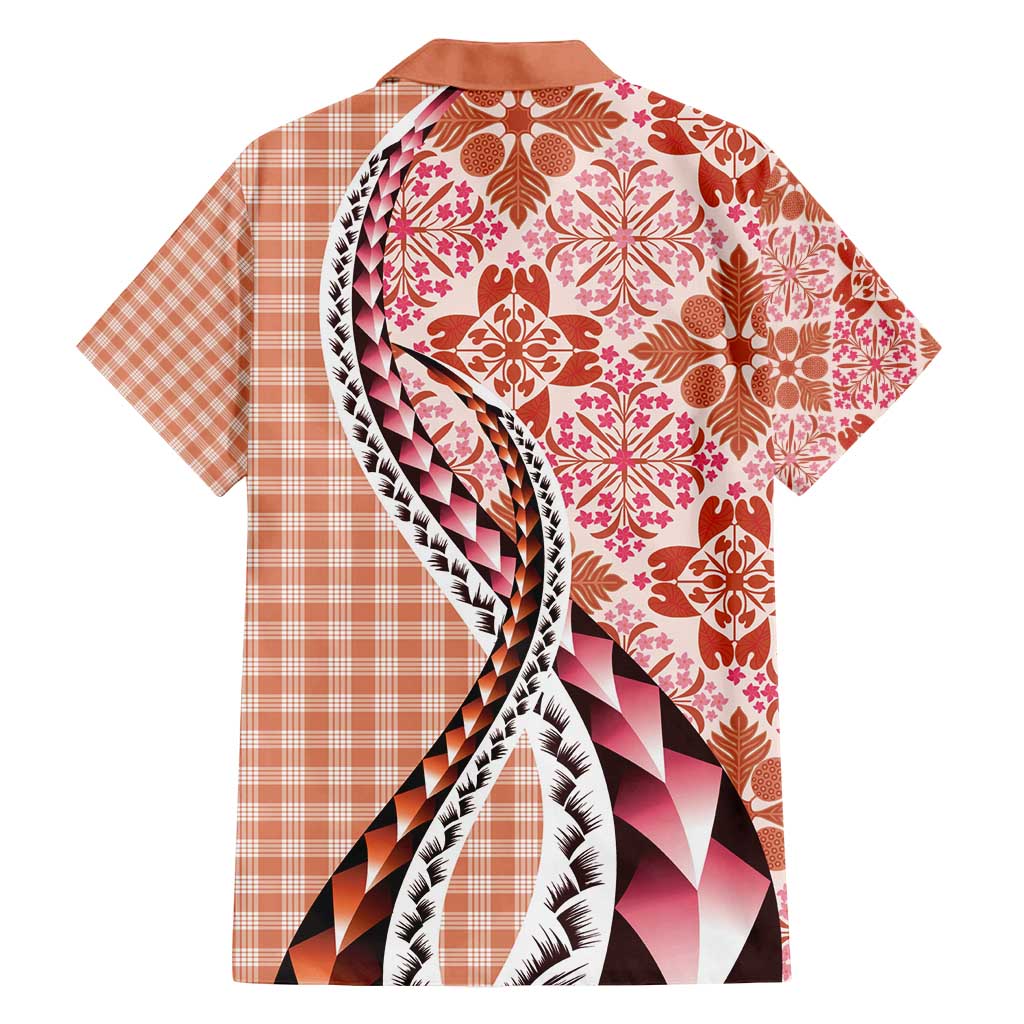 Aloha Vintage Palaka Floral Hawaiian Quilt Family Matching Off Shoulder Maxi Dress and Hawaiian Shirt Ulaula Motif LT9 - Polynesian Pride
