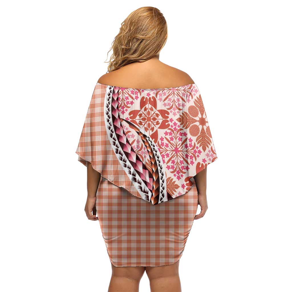 Aloha Vintage Palaka Floral Hawaiian Quilt Family Matching Off Shoulder Short Dress and Hawaiian Shirt Ulaula Motif LT9 - Polynesian Pride