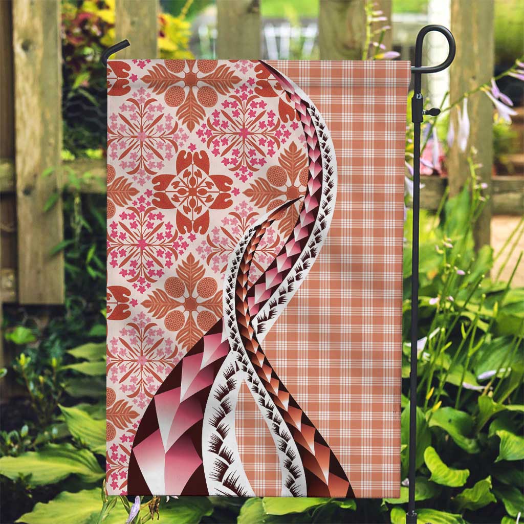 Aloha Vintage Palaka Floral Hawaiian Quilt Garden Flag Ulaula Motif LT9 Garden Flag Red - Polynesian Pride