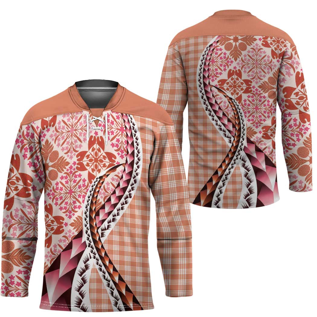 Aloha Vintage Palaka Floral Hawaiian Quilt Hockey Jersey Ulaula Motif LT9 - Polynesian Pride