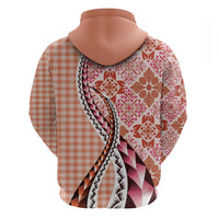 Aloha Vintage Palaka Floral Hawaiian Quilt Hoodie Ulaula Motif LT9 - Polynesian Pride