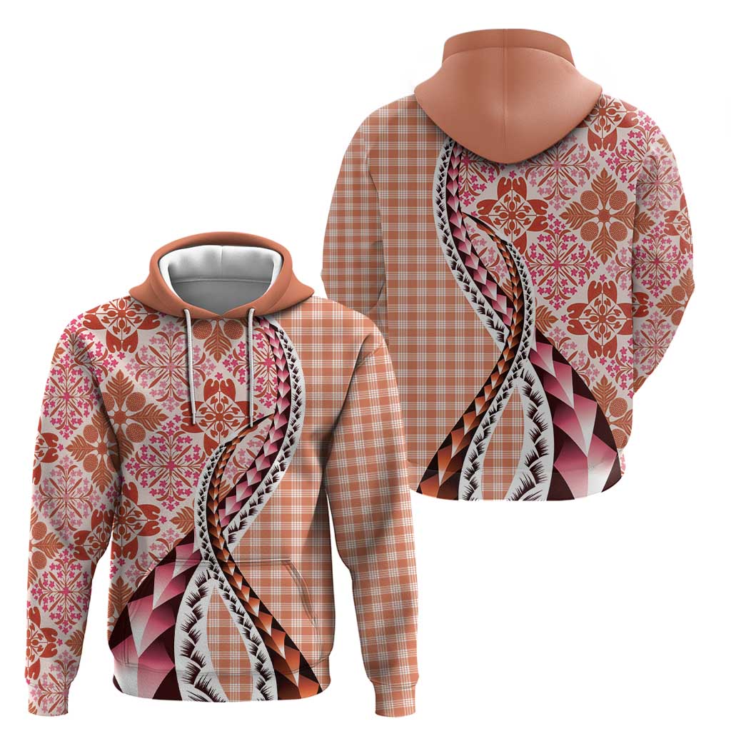 Aloha Vintage Palaka Floral Hawaiian Quilt Hoodie Ulaula Motif LT9 - Polynesian Pride