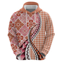 Aloha Vintage Palaka Floral Hawaiian Quilt Hoodie Ulaula Motif LT9 - Polynesian Pride