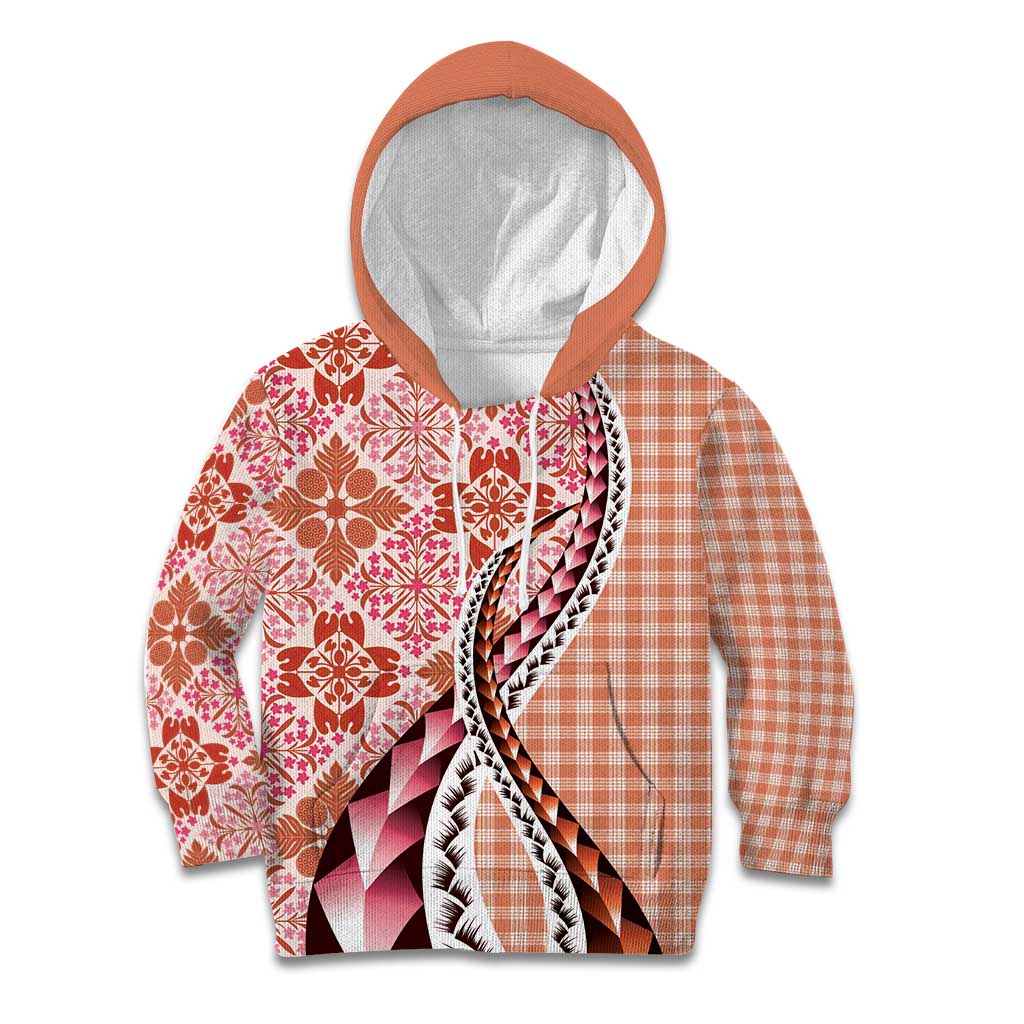 Aloha Vintage Palaka Floral Hawaiian Quilt Kid Hoodie Ulaula Motif LT9 Hoodie Red - Polynesian Pride