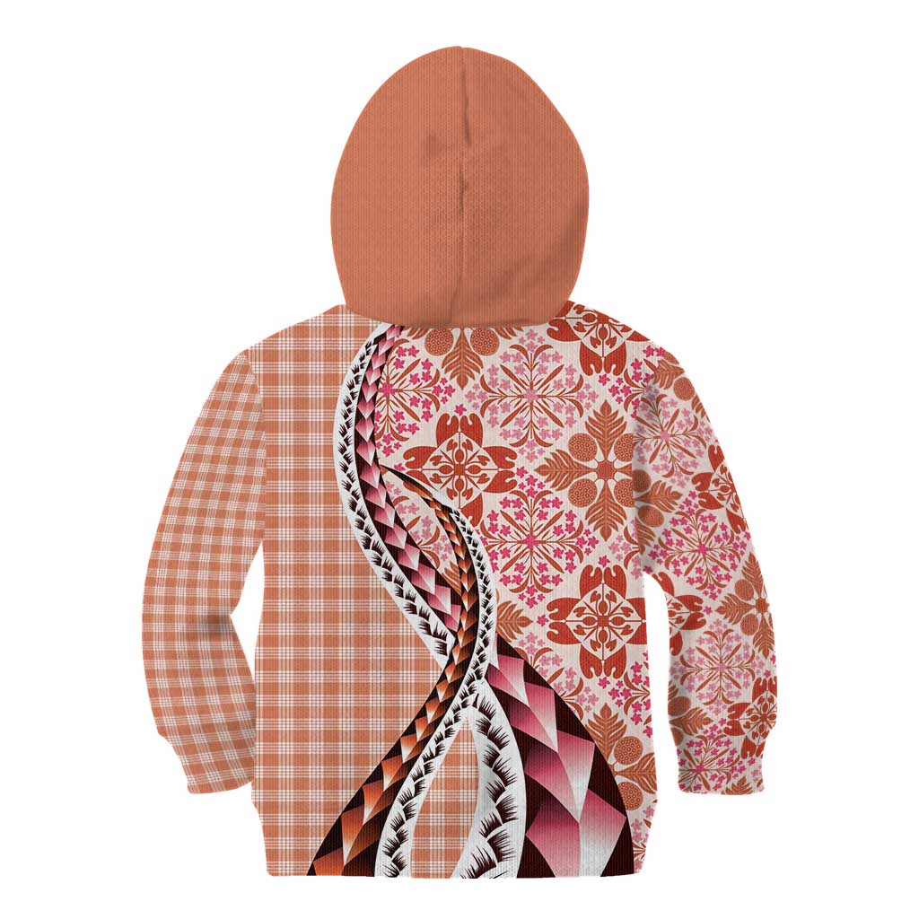 Aloha Vintage Palaka Floral Hawaiian Quilt Kid Hoodie Ulaula Motif LT9 - Polynesian Pride