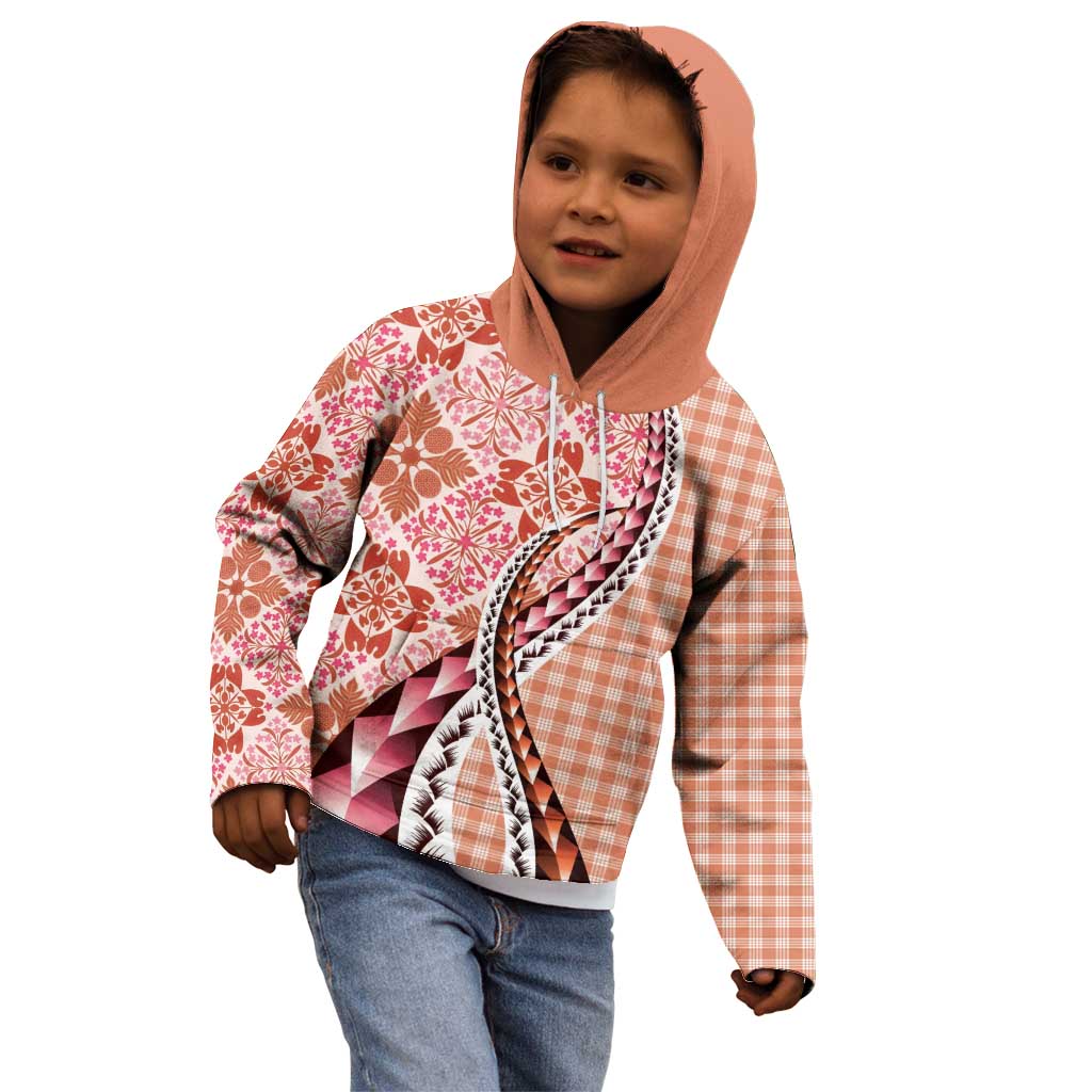 Aloha Vintage Palaka Floral Hawaiian Quilt Kid Hoodie Ulaula Motif LT9 - Polynesian Pride