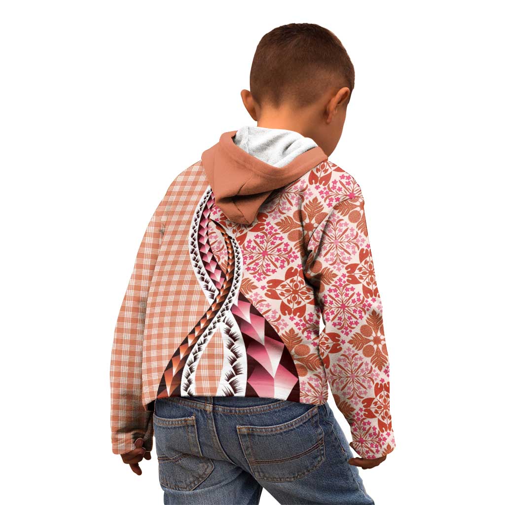 Aloha Vintage Palaka Floral Hawaiian Quilt Kid Hoodie Ulaula Motif LT9 - Polynesian Pride