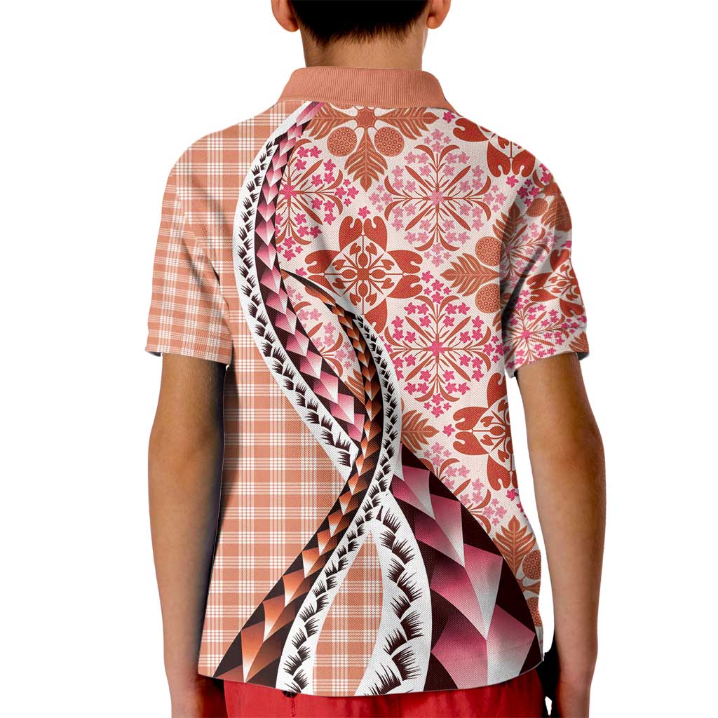 Aloha Vintage Palaka Floral Hawaiian Quilt Kid Polo Shirt Ulaula Motif LT9 - Polynesian Pride