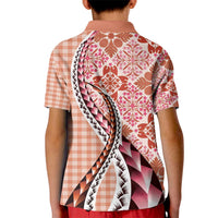 Aloha Vintage Palaka Floral Hawaiian Quilt Kid Polo Shirt Ulaula Motif LT9 - Polynesian Pride