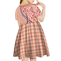 Aloha Vintage Palaka Floral Hawaiian Quilt Kid Short Sleeve Dress Ulaula Motif LT9 - Polynesian Pride