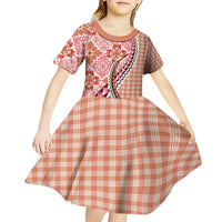 Aloha Vintage Palaka Floral Hawaiian Quilt Kid Short Sleeve Dress Ulaula Motif LT9 - Polynesian Pride
