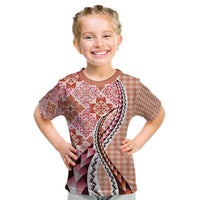 Aloha Vintage Palaka Floral Hawaiian Quilt Kid T Shirt Ulaula Motif LT9 Red - Polynesian Pride