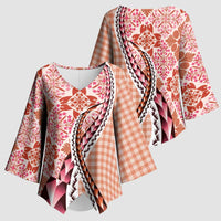 Aloha Vintage Palaka Floral Hawaiian Quilt Kimono Sleeve Blouse Ulaula Motif LT9 - Polynesian Pride