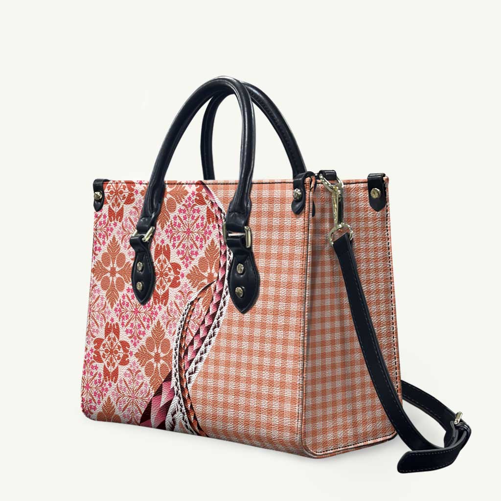 Aloha Vintage Palaka Floral Hawaiian Quilt Leather Bag Ulaula Motif - Polynesian Pride