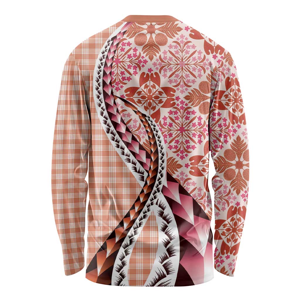 Aloha Vintage Palaka Floral Hawaiian Quilt Long Sleeve Shirt Ulaula Motif LT9 - Polynesian Pride