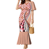 Aloha Vintage Palaka Floral Hawaiian Quilt Mermaid Dress Ulaula Motif LT9 Women Red - Polynesian Pride