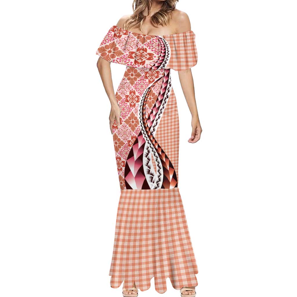 Aloha Vintage Palaka Floral Hawaiian Quilt Mermaid Dress Ulaula Motif LT9 - Polynesian Pride