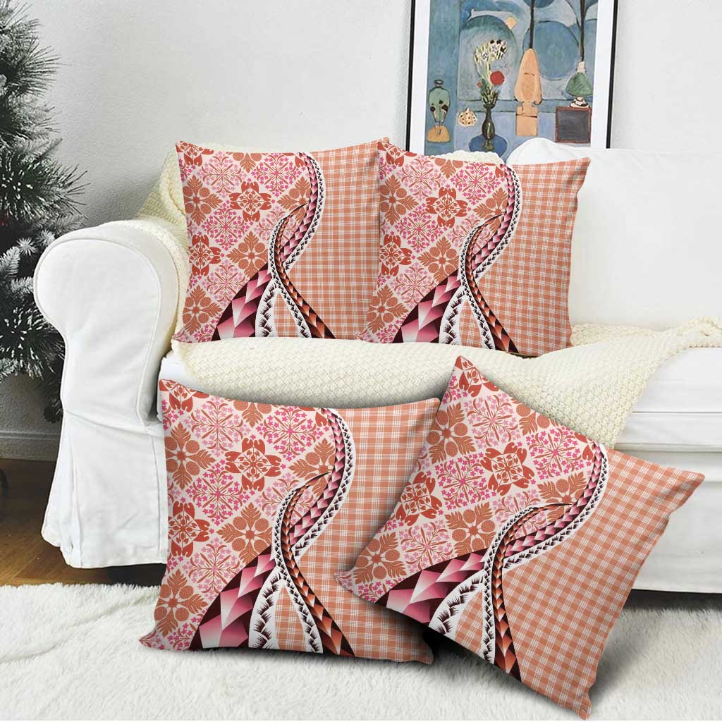 Aloha Vintage Palaka Floral Hawaiian Quilt Pillow Cover Ulaula Motif - Polynesian Pride