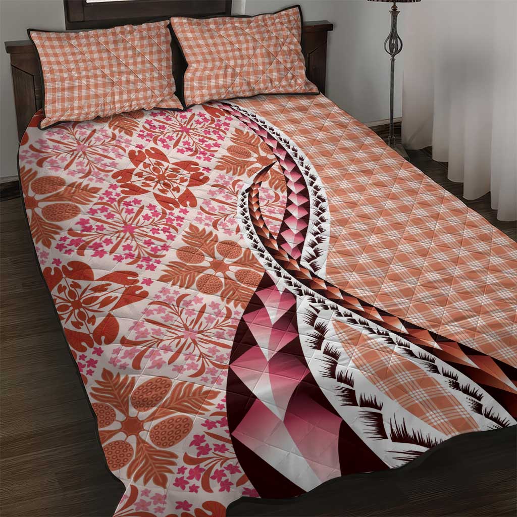 Aloha Vintage Palaka Floral Hawaiian Quilt Quilt Bed Set Ulaula Motif - Polynesian Pride