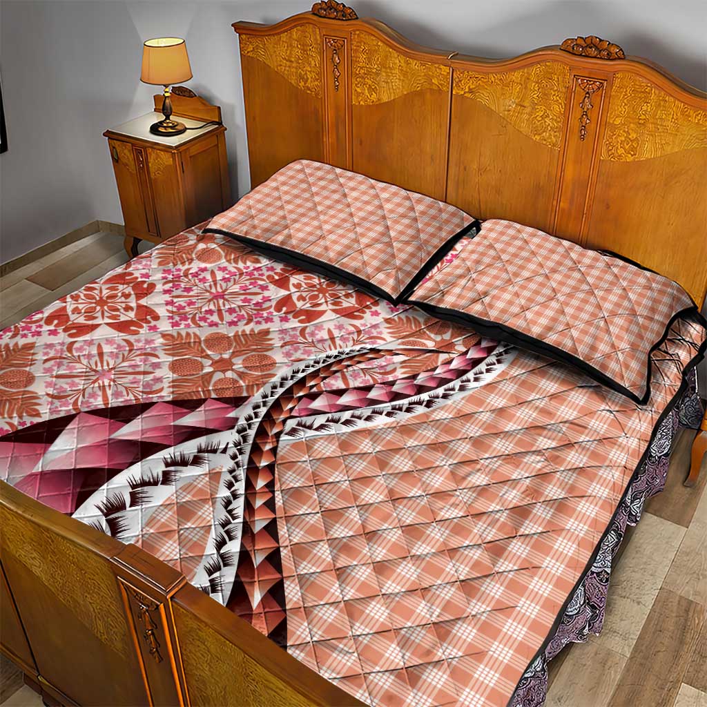 Aloha Vintage Palaka Floral Hawaiian Quilt Quilt Bed Set Ulaula Motif - Polynesian Pride