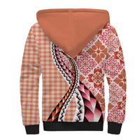 Aloha Vintage Palaka Floral Hawaiian Quilt Sherpa Hoodie Ulaula Motif LT9 - Polynesian Pride