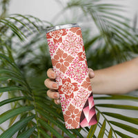 Aloha Vintage Palaka Floral Hawaiian Quilt Skinny Tumbler Ulaula Motif LT9 - Polynesian Pride