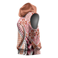 Aloha Vintage Palaka Floral Hawaiian Quilt Sleeveless Hoodie Ulaula Motif LT9 - Polynesian Pride