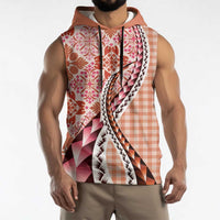 Aloha Vintage Palaka Floral Hawaiian Quilt Sleeveless Hoodie Ulaula Motif LT9 - Polynesian Pride