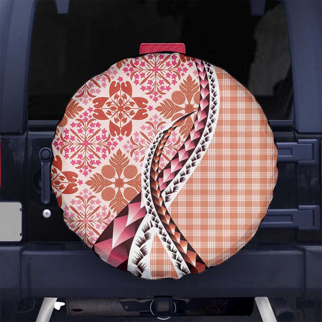 Aloha Vintage Palaka Floral Hawaiian Quilt Spare Tire Cover Ulaula Motif LT9 No hole Red - Polynesian Pride