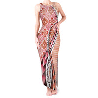 Aloha Vintage Palaka Floral Hawaiian Quilt Tank Maxi Dress Ulaula Motif LT9 Women Red - Polynesian Pride