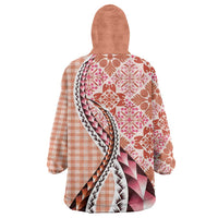 Aloha Vintage Palaka Floral Hawaiian Quilt Wearable Blanket Hoodie Ulaula Motif LT9 - Polynesian Pride