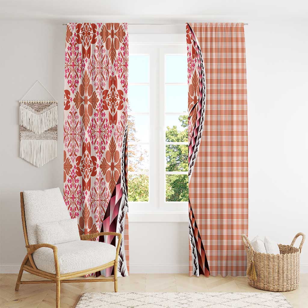 Aloha Vintage Palaka Floral Hawaiian Quilt Window Curtain Ulaula Motif - Polynesian Pride