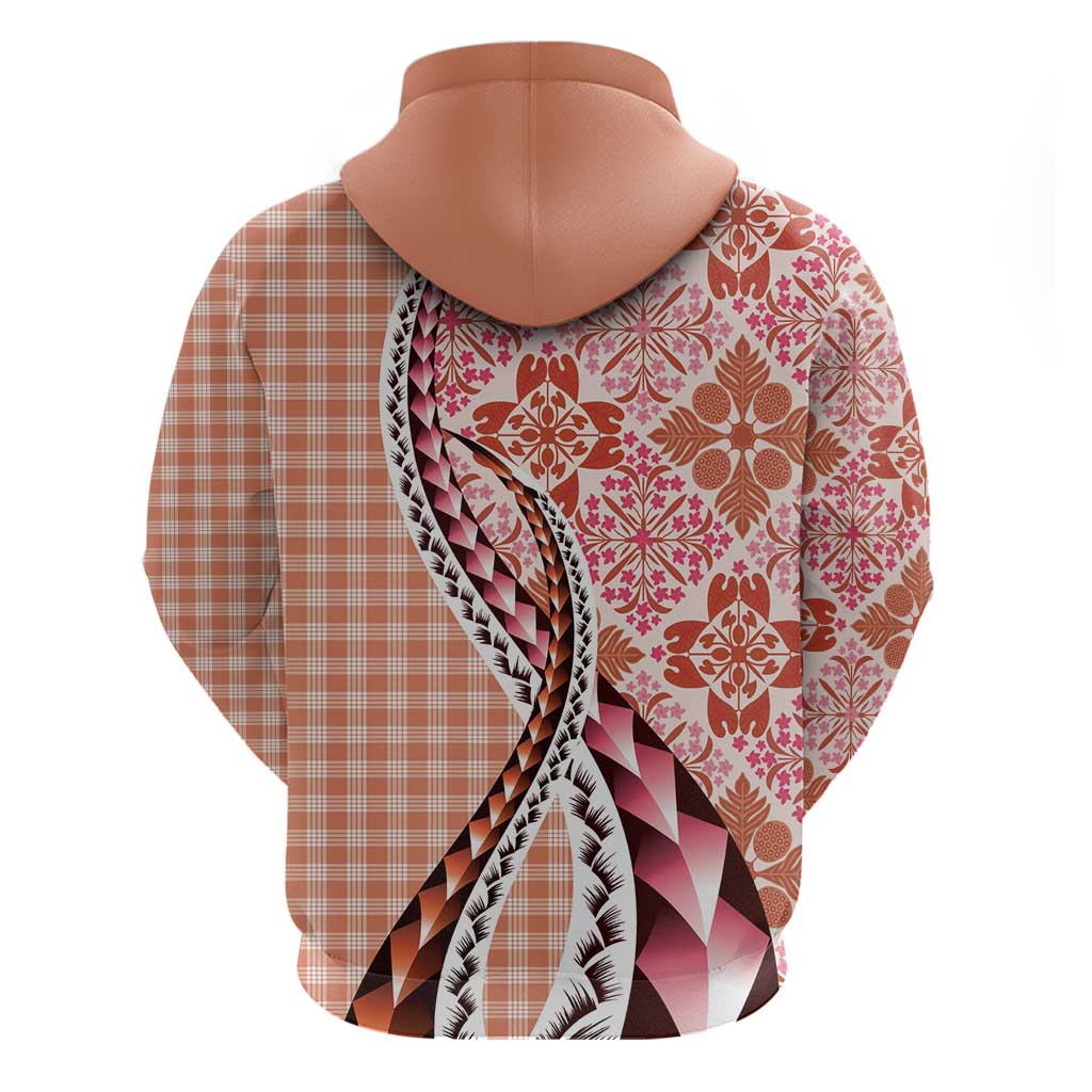 Aloha Vintage Palaka Floral Hawaiian Quilt Zip Hoodie Ulaula Motif LT9 - Polynesian Pride