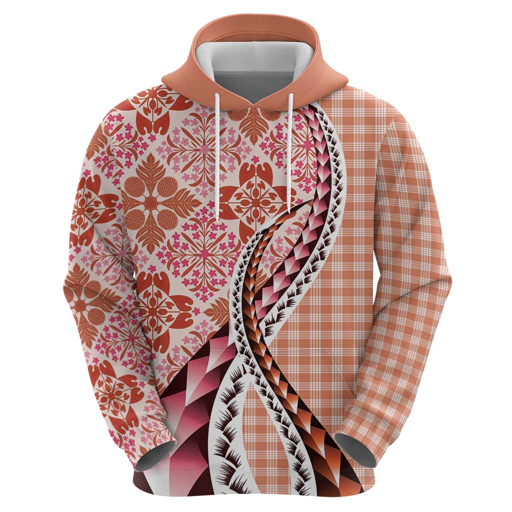 Aloha Vintage Palaka Floral Hawaiian Quilt Zip Hoodie Ulaula Motif LT9 - Polynesian Pride